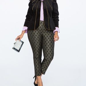 Eloquii kady fit pants, gold brocade, size 14